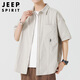 JEEP SPIRIT吉普冰絲短袖襯衫男士夏季休閑半袖上衣服夏天襯衣潮流涼感外套