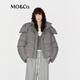 MO&Co.羽絨服90鴨絨裝卸風(fēng)帽高蓬松泡芙型龜背 中灰色 M 165