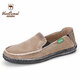西域駱駝男鞋帆布鞋夏季一腳蹬水洗布舒適老北京布鞋男士休閑懶人百搭潮鞋 2328杏色 42