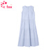 CTOX法式溫柔甜美連衣裙女夏季無(wú)袖背心裙寬松顯瘦氣質(zhì)梨型身材長(cháng)裙子 清水藍 M 90-100斤