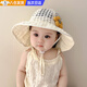 明月歸女寶寶遮陽帽子夏季薄款甜美花朵嬰兒防曬漁夫帽大帽檐女童太陽帽 淡黃色-蕾絲小黃花