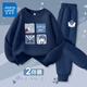 真維斯童裝男童春裝套裝2026新款男孩衛衣帥氣兒童國潮衣服春春款國風(fēng)兩件套 藏藍/幸運男孩-藏藍/圓圈笑臉K 160