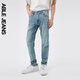 ABLE JEANS【瘦腿褲】男士秋季褲子修身小腳高彈力復古休閑顯瘦牛仔褲 淺黃泥藍 29 /30