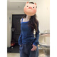 2025新款韓系斜肩條紋長袖t恤女春季修身內(nèi)搭打底衫露肩別致上衣 深水藍色 M