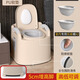 匯僼（H.fine）家用老人坐便器可移動(dòng)馬桶孕婦椅室內防臭老年人便攜廁所凳坐便椅 卡其高低可調-軟座-臥室-雙內桶