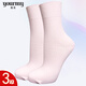 寓美寓美精梳棉松口情侶襪2259男女秋冬厚款保暖中筒棉襪純色休閑運動(dòng) 粉紅 /女22-24cm/ 3雙