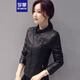 羅蒙顯瘦高級機車(chē)皮衣外套女2023春秋新款韓版百搭修身短款小皮夾克潮 黑色加棉 XL 推薦 100-110斤