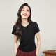 逸陽(yáng)逸陽(yáng)2025年春夏短袖T恤女短款修身辣妹T純色圓領(lǐng)棉氨微彈舒適上衣 雅致黑 L