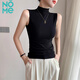 NOME背心女2025新款半高領(lǐng)螺紋內(nèi)搭外穿背心高級顯瘦打底上衣 黑色 L