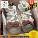 啄木鳥小個(gè)子甜美蝴蝶結(jié)瑪麗珍松糕鞋2025春夏季英倫配裙子小皮鞋潮 米白色紅蝴蝶結(jié)升級版【偏大一碼 40