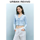 UR2025春季新款女裝法式荷葉邊系帶V領(lǐng)長(zhǎng)袖T恤UYY450018
