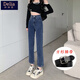 矜持范牛仔褲女2025新款春秋九分高腰褲子夏季小個(gè)子黑色彈力直筒 藍灰【帶腰帶】 1190 27 建議90-100斤