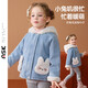 ASK JUNIOR女童外套2025秋冬保暖小童毛絨連帽外套牛仔上衣 藍色 120