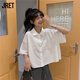 Jret2025學(xué)院風(fēng)短袖襯衫女日系設(shè)計(jì)小眾學(xué)生寬松短款JK襯衣外套女潮 白色襯衫單件 L