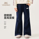 英氏（YEEHOO）女童喇叭褲兒童褲子中大童裝長褲運(yùn)動衛(wèi)褲休閑秋裝 深藍(lán)色 150