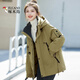 啄木鳥(niǎo)工裝羽絨棉服女2025冬新款美式寬松時(shí)尚派克服加厚外套棉襖棉衣女 卡其綠 M 100-120斤