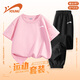 貴人鳥童裝女童休閑套裝兒童夏季運(yùn)動(dòng)短袖兩件套中大童薄款防蚊褲夏裝
