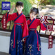 羅蒙兒童漢服國學(xué)男女童中國風(fēng)學(xué)生新中式中秋團體演出服 酒紅色 130