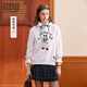Teenie Weenie小熊女裝衛衣秋季簡(jiǎn)約連帽刺繡時(shí)尚休閑上衣 淺灰色 M