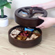 祥隆木中式干果盒糖果盒分格帶蓋零食盒客廳茶幾高顏值零食擺放盒 雙層圓形實(shí)木干果盒 可旋轉