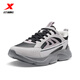 特步（XTEP）【門(mén)店同款】休閑鞋男鞋24新款情侶休閑老爹運動(dòng)鞋 粒子灰/黑-女 37