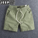 JEEP SPIRIT夏季新款純棉四分短褲男士美式休閑潮流彈力運(yùn)動(dòng)沙灘三分褲子 綠色 XL