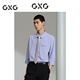 GXG男裝 多色肌理七分袖翻領(lǐng)襯衫夏季新品G24X232021 淺藍色 M