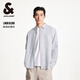 杰克·瓊斯（JACK&JONES）百搭時(shí)尚簡(jiǎn)約潮條紋logo織布尖領(lǐng)長(zhǎng)袖襯衫外套上衣男裝225205003 A06本白色 常規(guī) M