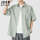 JEEP SPIRIT吉普冰絲短袖襯衫男士夏季休閑半袖上衣服夏天襯衣潮流涼感外套