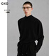 GXG男裝 彈力保暖半高領(lǐng)通勤長(zhǎng)袖T恤 冬新品GX344019 黑色 L