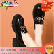 卡帝樂鱷魚（CARTELO）軟皮厚底單鞋女2025新款套腳黑色牛皮英倫風(fēng)小皮鞋百搭圓頭樂福鞋 黑色升級版店長強力 36