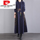 皮爾卡丹（pierre cardin）春秋民族風(fēng)連衣裙女2024新款長(zhǎng)款長(zhǎng)裙寬松休閑氣質(zhì)裙款 藏藍(lán) L (110-125斤)