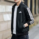 阿迪達斯（adidas）外套男 26春季新款運動(dòng)休閑服健身訓練時(shí)尚立領(lǐng)防風(fēng)針織夾克上衣 黑白/三條紋/店長(cháng)主推款 L