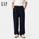 GAP男裝2025春季新款純棉搭扣松緊挺括無(wú)彈中腰錐形牛仔褲長(cháng)褲720852 深色水洗 XL (180/88A) 亞洲尺碼