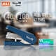 MAX美克司HD-11FNL雙杠桿平腳省力型訂書(shū)機 商務(wù)財務(wù)辦公用帶起釘器可訂2~40頁(yè) 適配N(xiāo)O.11釘 藍色套裝