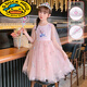 G.duck小黃鴨女童愛(ài)莎公主裙夏季兒童裝洋氣連衣裙新款紗裙小女孩夏天艾 粉色+皇冠+魔法棒 110cm