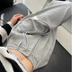 Jret夏秋新款灰色運動褲女闊腿直筒拖地褲子女休閑寬松抽繩美式衛(wèi)褲女 灰色  常規(guī) L 建議113/125斤