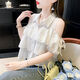 鉑朗尼奧女士短袖高檔女時(shí)尚一點(diǎn)露肩時(shí)尚荷葉邊簡約拼接上衣2024夏季新款 白色 S95斤以下 均碼