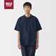 無(wú)印良品（MUJI）涼感 亨利領(lǐng)短袖T恤 藏青色 XL 