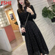 FSHE復(fù)古碎花雪紡連衣裙女春夏季2025新款韓版打底長(zhǎng)袖中長(zhǎng)款長(zhǎng)裙子 紅色小花_YZ.A114 L _100-115斤