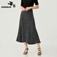 哥弟（GIRDEAR）女裝2025春季新款高腰前短后長小魚尾半身裙120003 黑色 M (3碼)