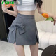 FSHE蝴蝶結(jié)設(shè)計(jì)小眾百褶裙西裝裙子半身裙女夏2025高腰顯瘦A字裙褲 灰色【蝴蝶結(jié)設(shè)計(jì)褲裙】 L 【建議100-110斤】