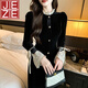 JEZE赫本風(fēng)絲絨連衣裙女感小香風(fēng)內(nèi)搭打底長裙2025新款秋款小黑裙 黑色【z】 M