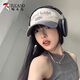 啄木鳥(niǎo)美式復(fù)古拼色四季棒球帽女大頭圍顯臉小加大加深寬帽檐鴨舌帽子潮 灰色 均碼