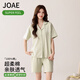 JOAE【100%純棉】高級感女士睡衣薄款短袖短褲開(kāi)衫家居服清新綠XL