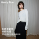 Henny Rue空調(diào)罩衫女春夏薄款清涼含蠶絲圓領(lǐng)透氣寬松防曬女士上衣長(zhǎng)袖T 云朵白 均碼