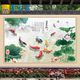 新中式迎門墻瓷磚九魚荷花圖風(fēng)景庭院背景墻戶外背景墻影壁畫定制 高溫彩晶釉面（0.1平方）