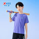 特步（XTEP）兒童童裝男女童小中大童百搭短袖針織衫 靛藍紫 100