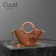 Cuud包包女包小眾復古棕色牛皮菜籃子包手提水桶包斜挎生日禮物送女友 復古棕
