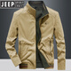 JEEP SPIRIT2025春季新款雙面穿夾克男士棉質(zhì)立領(lǐng)工裝休閑高端美式外套男 卡其色 XL (適合136-155斤)